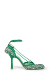 Bottega Veneta Green Sparkle Stretch Lace-up Sandal