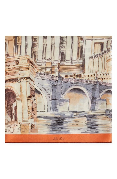Loro Piana Rome The Eternal City Print Cashmere & Silk Scarf In Natural Stone