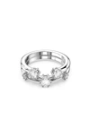 Swarovski Women's Constella Rhodium-plated & Crystal 2-piece Ring Set In Silver