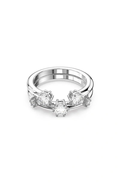 Swarovski Women's Constella Rhodium-plated & Crystal 2-piece Ring Set