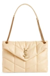 Saint Laurent Medium Loulou Puffer Quilted Leather Crossbody Bag In Light Vanilla