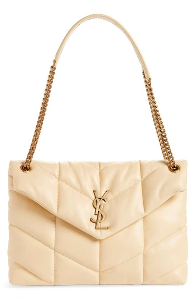 Saint Laurent Medium Loulou Puffer Quilted Leather Crossbody Bag In Light Vanilla