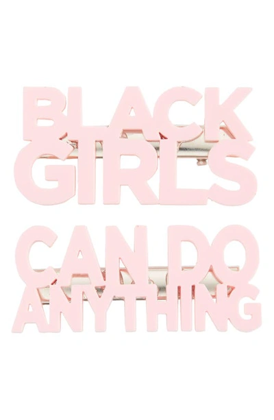 Typical Black Tees Kids' 2-pack Black Girls Can Do Anything Hair Clips In Pink