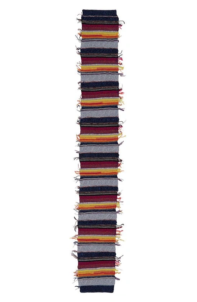 Chloé Stripe Cashmere & Wool Scarf In Multicolor Grey/ Burgundy