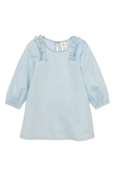 Tucker + Tate Kids' Ruffle Shoulder Long Sleeve Cotton Dress In Blue Sky Wash