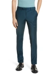 Open Edit Solid Extra Trim Wool Blend Trousers In Teal Cyrus