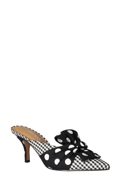 J. Reneé Mianna Pointed Toe Mule In Black/ White Polka/ Gingham