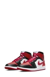 Jordan Women's Air  1 Mid Shoes In Black/ Fire Red/ White