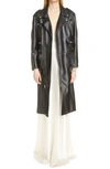 Saint Laurent Lambskin Leather Long Motorcycle Jacket In Noir