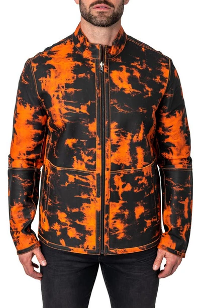 Maceoo Lab Orange Reversible Leather Jacket