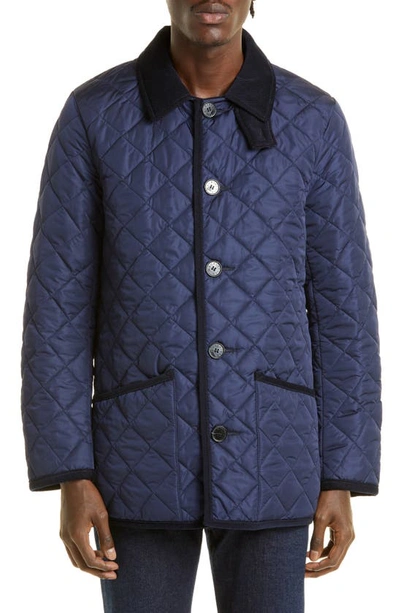 Mackintosh Kingdom Quilted Nylon Jacket In Blue