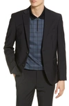 Open Edit Solid Extra Trim Wool Blend Sportcoat In Black