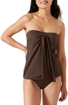 Tommy Bahama Pearl Sarong Bandini Swim Top In Double Chocolate