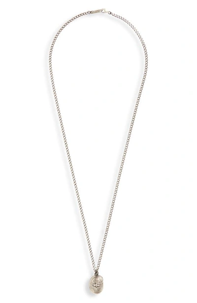 Miansai Dove Oxidized Sterling Silver Pendant Necklace, 12 In Silver