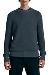 Rag & Bone Icons Dexter Waffle Knit Crewneck Cotton Sweater In Slate