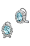 Savvy Cie Jewels Green Oval Simulated Emerald Halo Stud Earrings In Blue