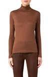 Akris Mock-neck Seamless Fine-rib Sweater In Caramel