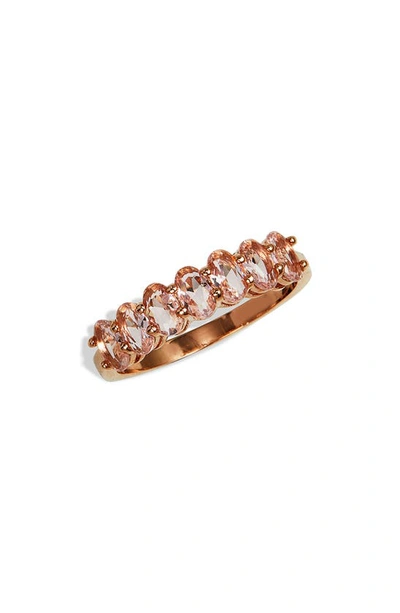 Savvy Cie Jewels 18k Rose Gold Plate Oval Cubic Zirconia Ring In Pink
