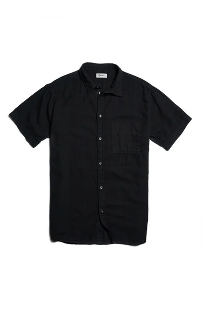 Rowan Bray Solid Cotton Short Sleeve Button-up Shirt In Blackout Plaid