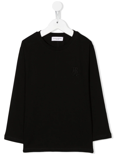 Paolo Pecora Kids' Solid-color Long-sleeve T-shirt In Blu