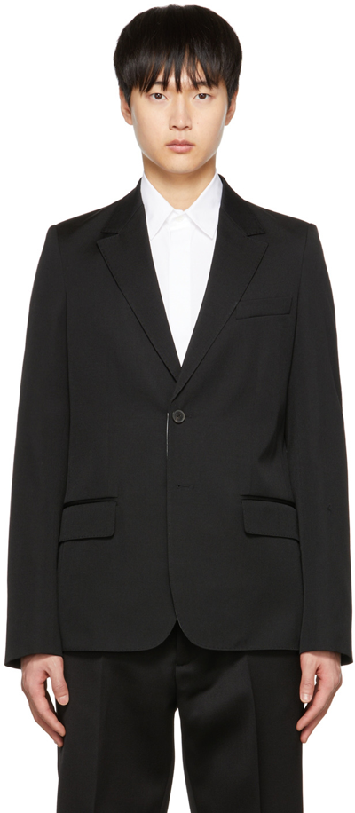 Valentino Black Virgin Wool Blazer In 0no Nero