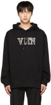 VALENTINO BLACK EMBROIDERED PATCH HOODIE
