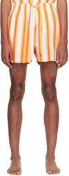 TEKLA ORANGE STRIPE PYJAMA SHORTS