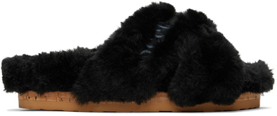 See By Chloé Black Bella Faux-fur Sandals In 999 Black