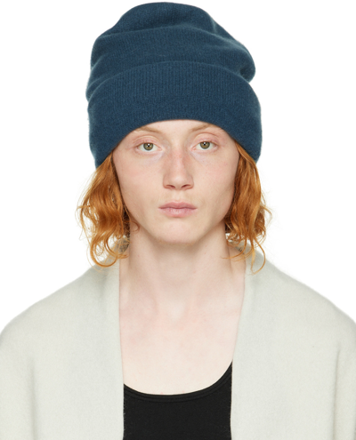 Frenckenberger Blue Cashmere Beanie In Blau