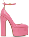 Valentino Garavani Tan-go 155 Leather Platform Pumps In Pink