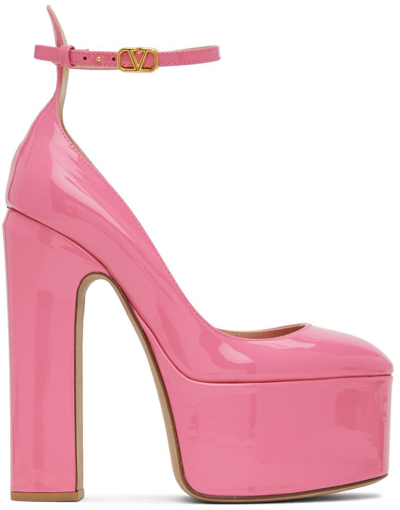 Valentino Garavani Tan-go 155 Leather Platform Pumps In Pink