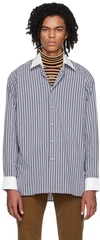 Wales Bonner Blue Sonny Striped Button-down Shirt In Blue/white