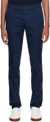 BRUNELLO CUCINELLI NAVY GARMENT-DYED TROUSERS