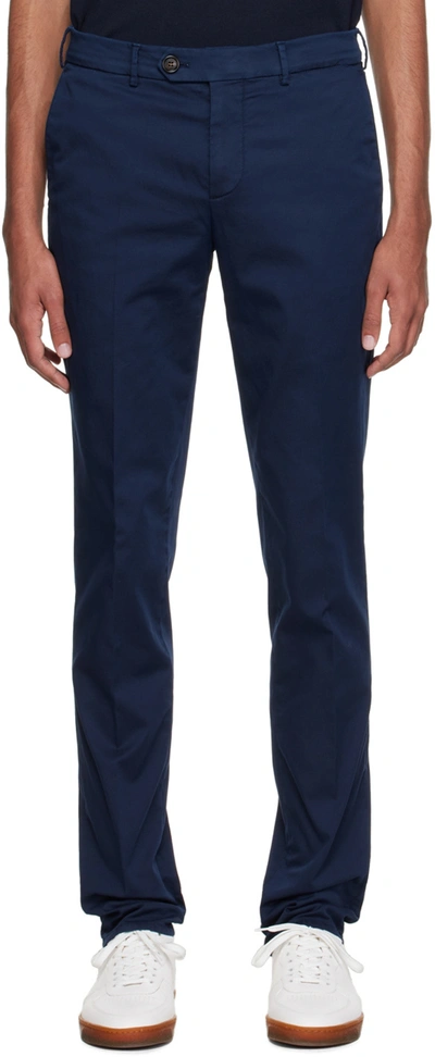 Brunello Cucinelli Navy Garment-dyed Trousers In C2517 Navy