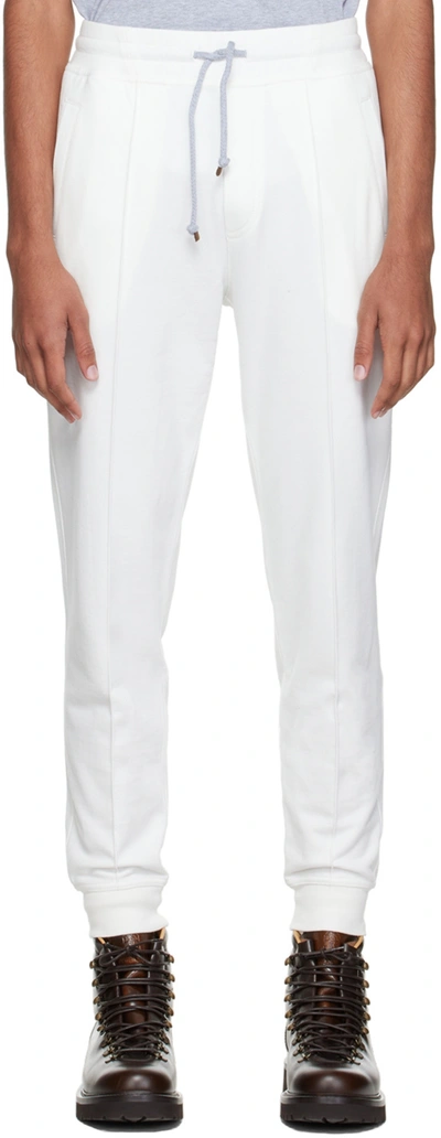 Brunello Cucinelli Off-white Crête Lounge Pants In C7220 Off-white