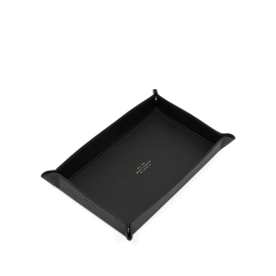 Smythson Small Rectangular Trinket Tray In Panama In Black