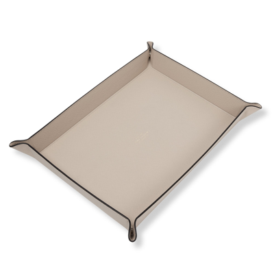 Smythson Large Rectangular Trinket Tray In Panama In Sandstone