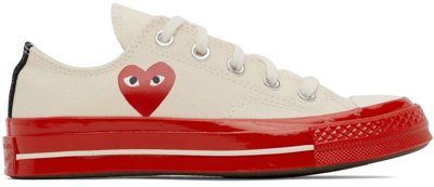 Comme Des Garçons Play Off-white & Red Converse Edition Chuck 70 Sneakers In Off White