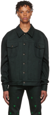 Theophilio Ssense Exclusive Black Denim Jacket In Black, Green