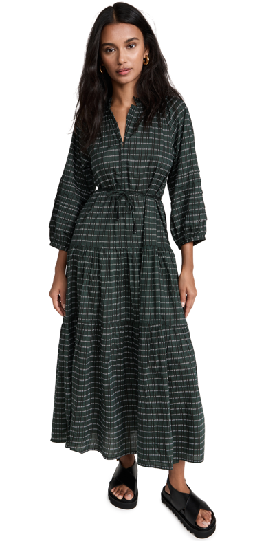 green emerald velvet dress APIECE APART Volta Twist Dress