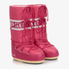 MOON BOOT DARK PINK LOGO SNOW BOOTS