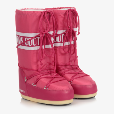 Moon Boot Icon Tall Nylon Snow Boots In Fuchsia