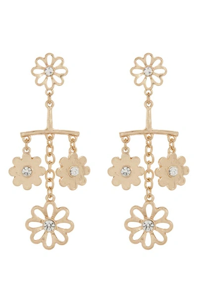 Melrose And Market Cz Flower Chandelier Drop Earrings In Clear- Gold