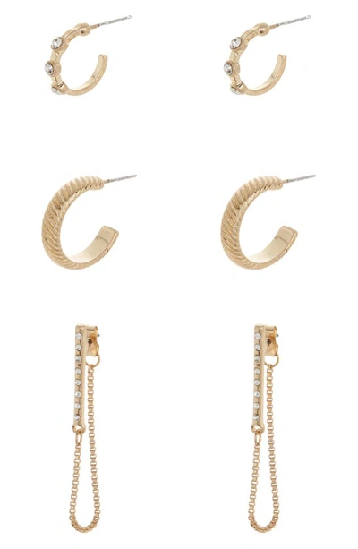 Melrose And Market 3-piece Gold-tone Hoop Earring Set In Clear- Gold