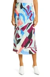 TANYA TAYLOR KIARAH ABSTRACT PRINT SILK SKIRT