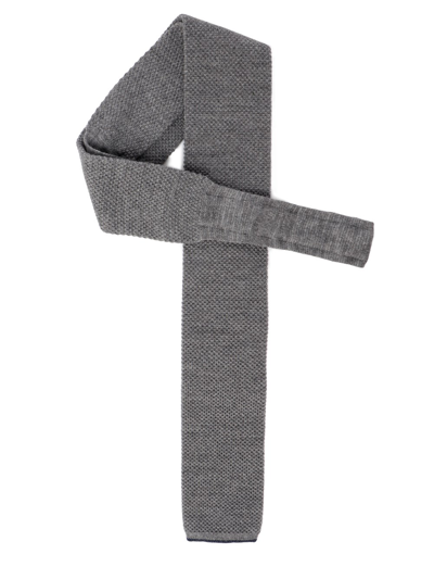 Brunello Cucinelli Knitted Cashmere Tie In Grigio