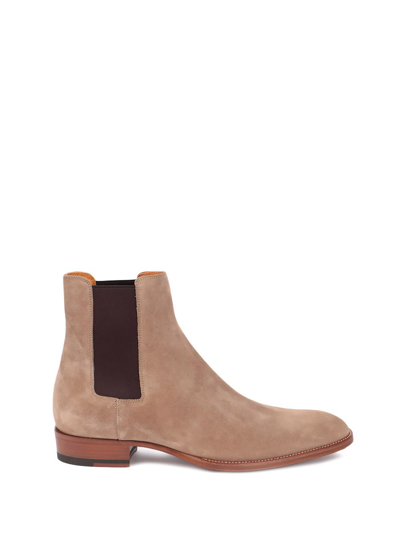 Saint Laurent `wyatt` Chelsea Boots In Marrone