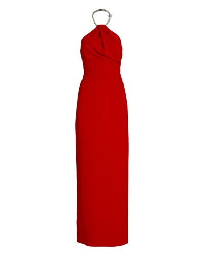 Solace London Riva Crystal-embellished Gown In Red | ModeSens