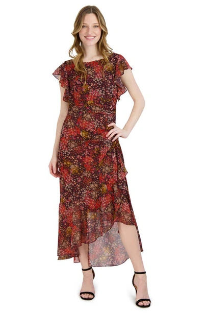 Julia Jordan Halter Neck Tie Waist Asymmetric Hem Dress In Purple