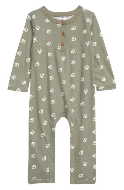 Nordstrom Babies' Play Print Romper In Green Seagrass Paws